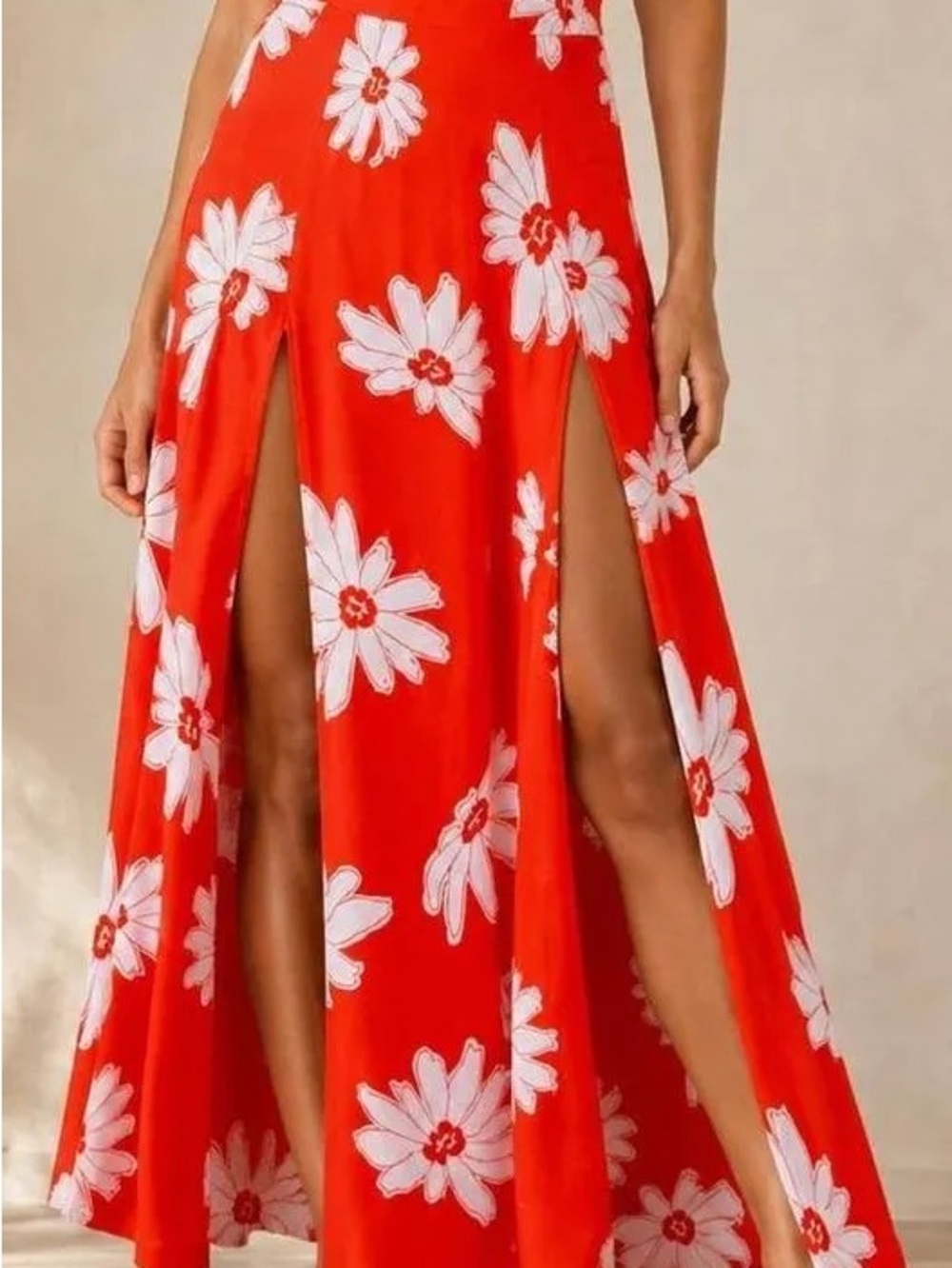 Red Orange Maxi Skirt with 2 front slits by MAEVE / Anthropoligie